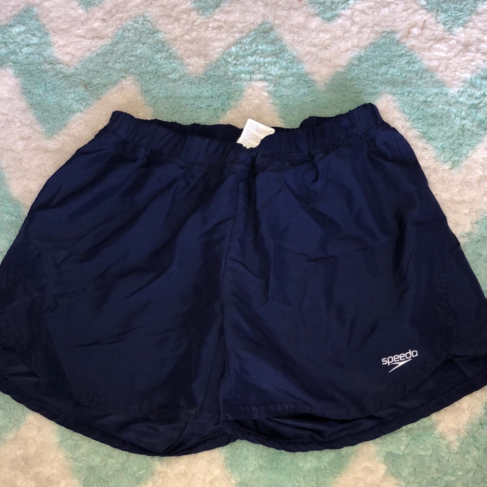 dark blue speedo athletic shorts